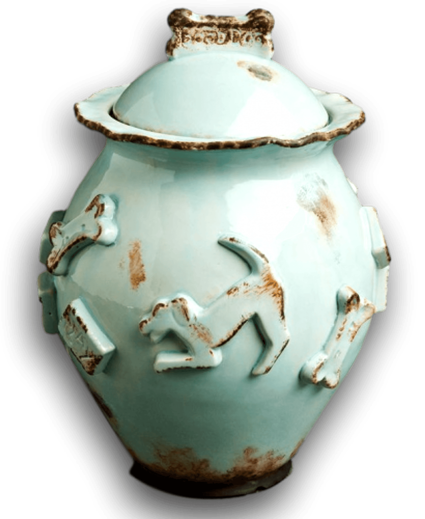Elegant Stoneware Dog Treat Jar with Matching Bowls