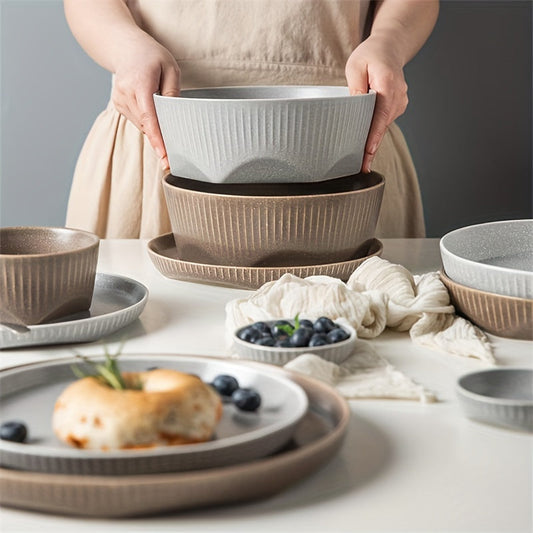 Elegant Mist Gray Porcelain Dinner Plate Dishwasher  Microwave Safe