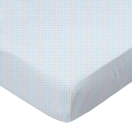 SheetWorld Fitted Youth Bed Sheet - 100% Cotton Jersey - Blue Gingham,