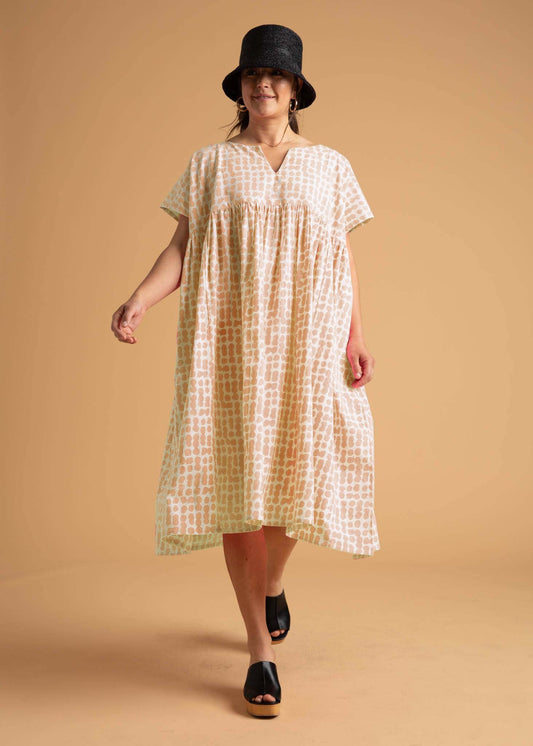 Meadow Dress - Messy Dots in Baked Clay