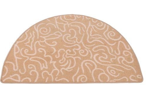 Half Round Hearth Rug, Beige & White