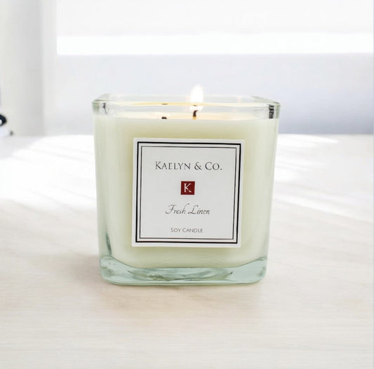 Fresh Linen Medium Cube Candle