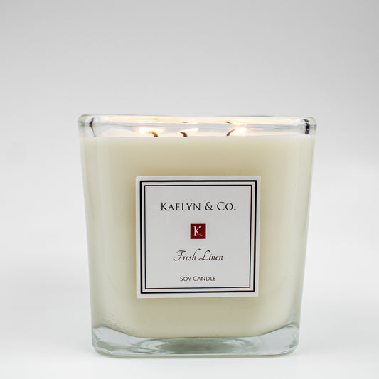 Fresh Linen Large Cube Candle