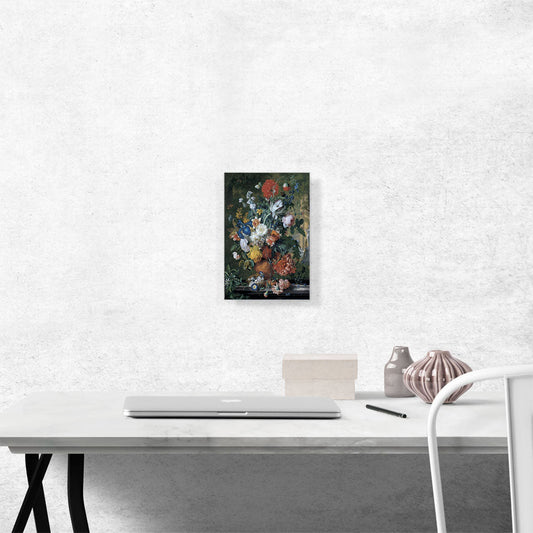 Flowers In a Terracotta Vase On a Marble Ledge