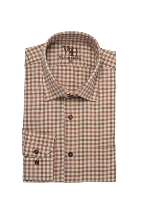 W&H Golf Men's Long Sleeve Button Up Sports Shirts - Red Gingham