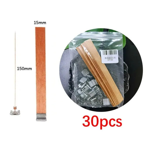 30pcs High Quality Wooden Candle Wick With Clip Base Craft Wicker