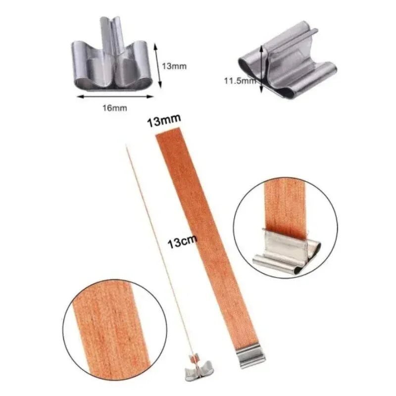 30pcs High Quality Wooden Candle Wick With Clip Base Craft Wicker