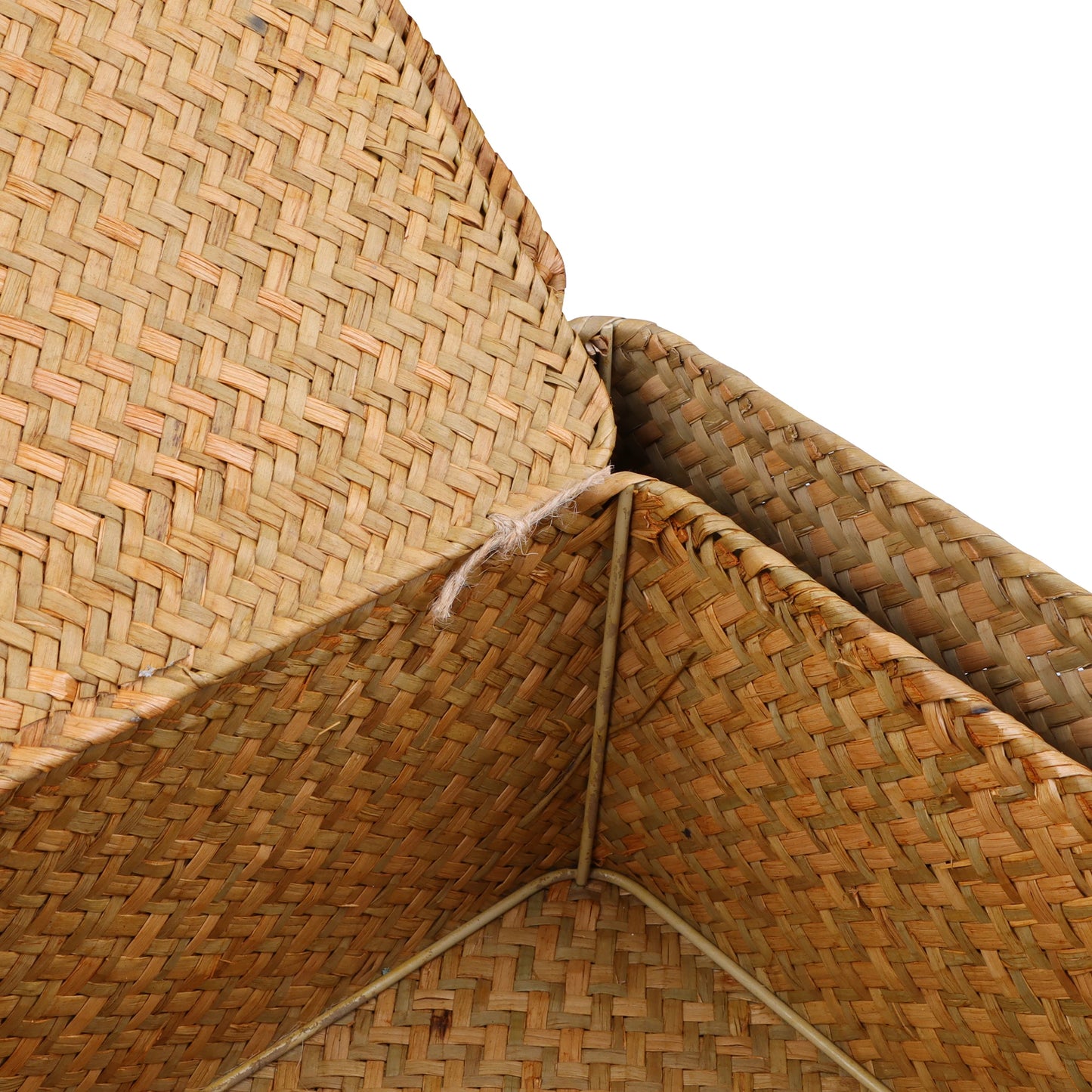 Set of 4 Seagrass Basket with Lid Wicker Storage Basket Decor Storage