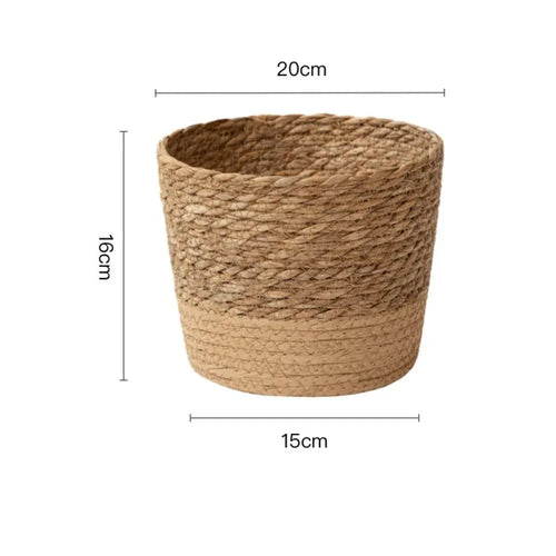 Straw Weaving Flower Plant Pot Wicker Basket Rattan Flowerpot Storage