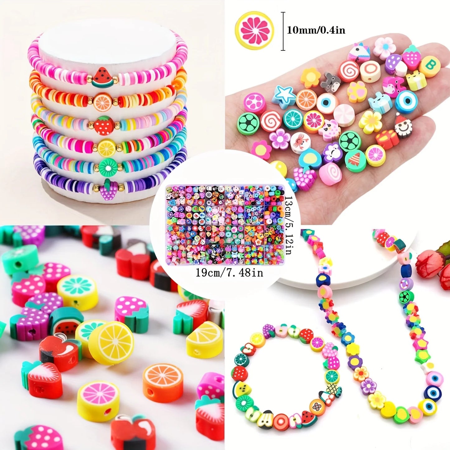 15-24 Grids Polymer Clay Beads Set Letter Imitation Pearl Beads Kit