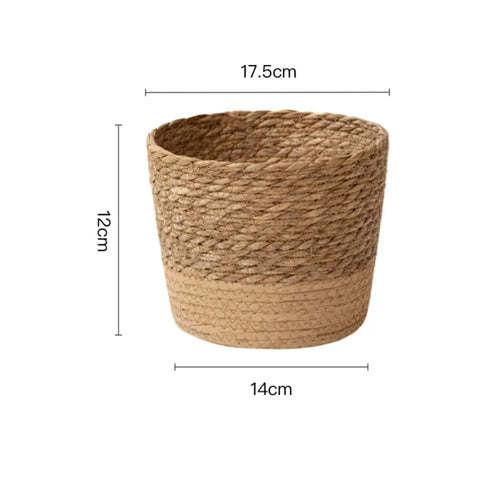 Straw Weaving Flower Plant Pot Wicker Basket Rattan Flowerpot Storage