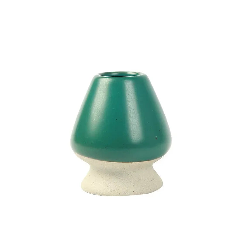 Japanese Ceramic Matcha Green Tea Chasen Holder Stand Bowl Bamboo