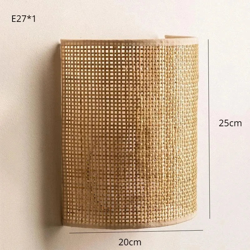 Rattan Wall Lamp Farmhouse Wall Mount Lighting Living Room Bedroom