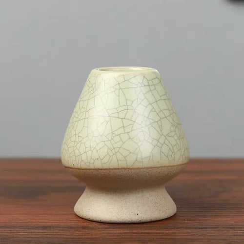 Japanese Ceramic Matcha Green Tea Chasen Holder Stand Bowl Bamboo