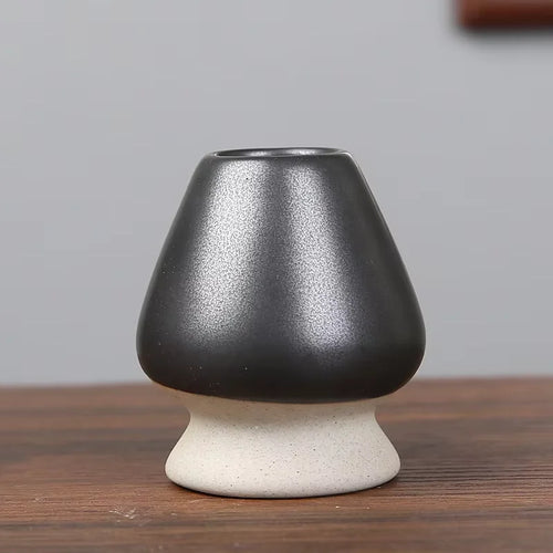 Japanese Ceramic Matcha Green Tea Chasen Holder Stand Bowl Bamboo