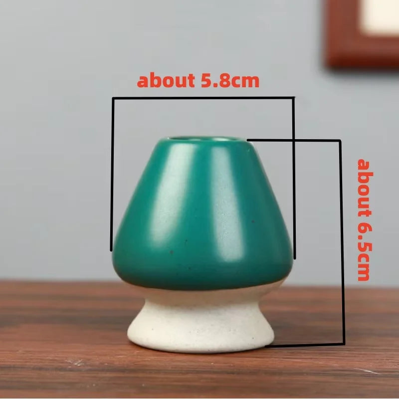 Japanese Ceramic Matcha Green Tea Chasen Holder Stand Bowl Bamboo