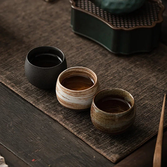 Japanese Handmade Rough Pottery Tea Cup Ceramic Kung Fu Tea Set Single