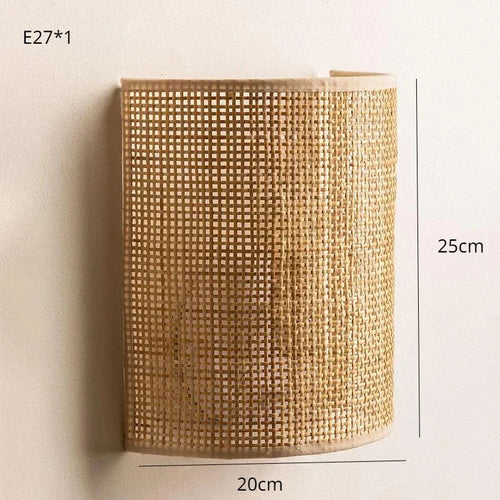 Rattan Wall Lamp Farmhouse Wall Mount Lighting Living Room Bedroom