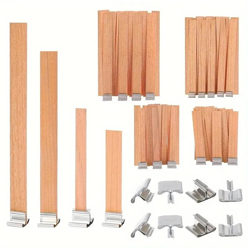 30pcs High Quality Wooden Candle Wick With Clip Base Craft Wicker