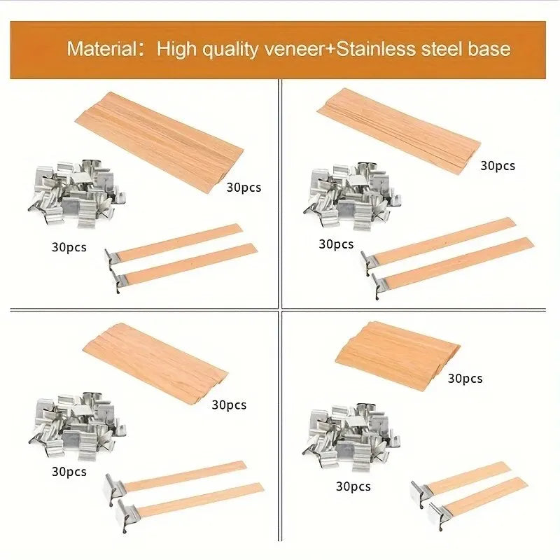 30pcs High Quality Wooden Candle Wick With Clip Base Craft Wicker
