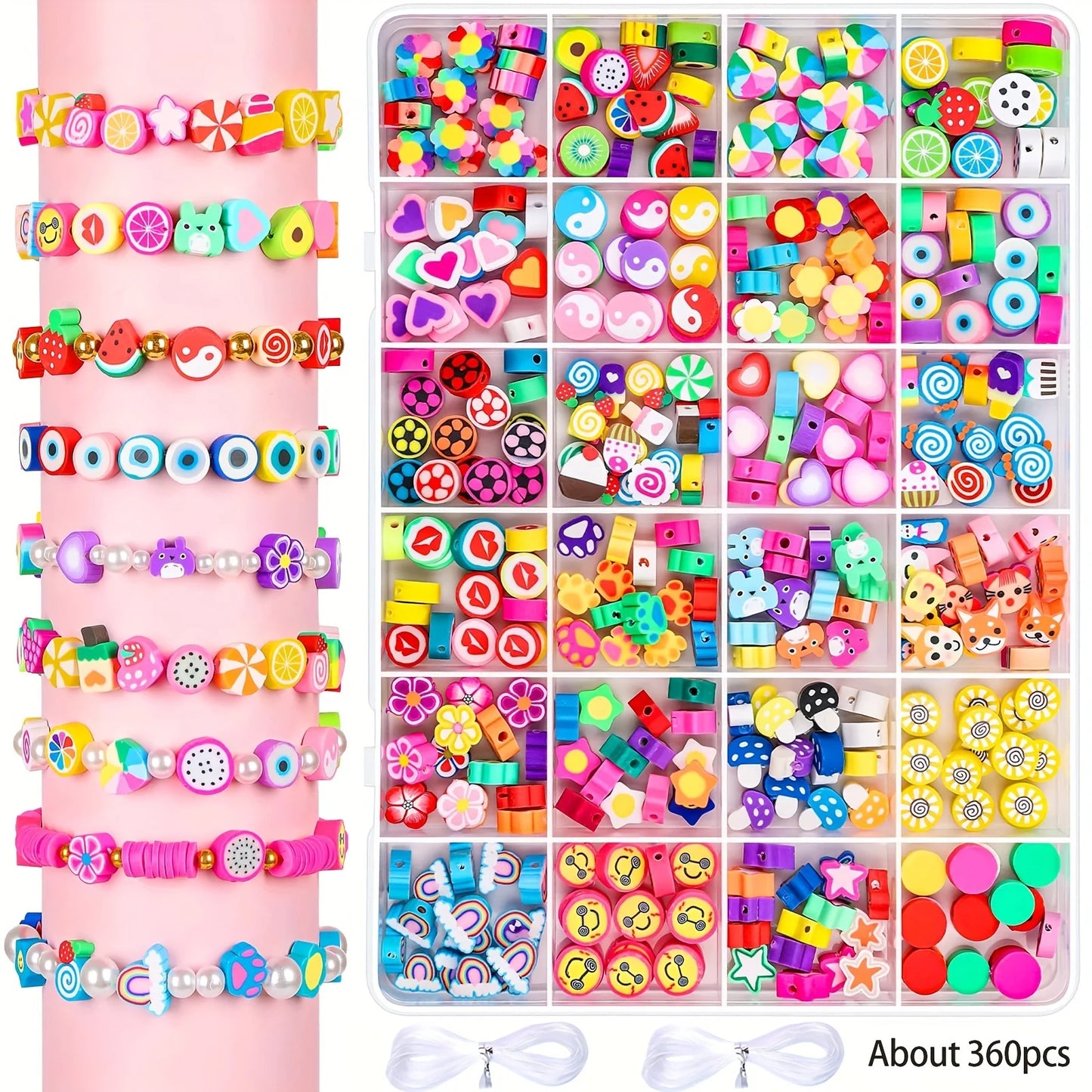 15-24 Grids Polymer Clay Beads Set Letter Imitation Pearl Beads Kit
