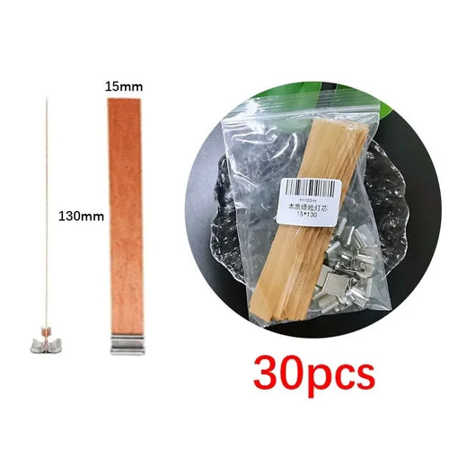 30pcs High Quality Wooden Candle Wick With Clip Base Craft Wicker