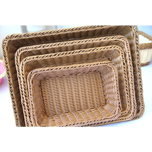 Hand-woven Imitation Rattan Wicker Basket Rectangular Storage Box