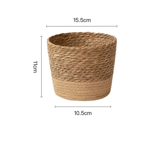 Straw Weaving Flower Plant Pot Wicker Basket Rattan Flowerpot Storage