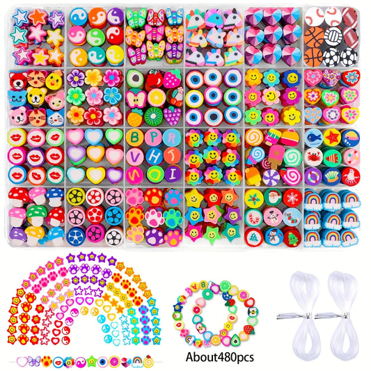 15-24 Grids Polymer Clay Beads Set Letter Imitation Pearl Beads Kit