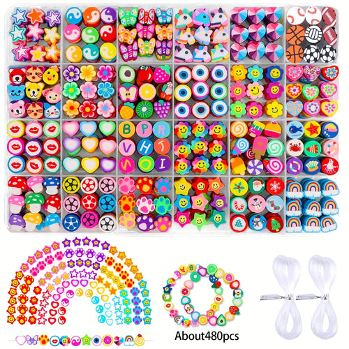 15-24 Grids Polymer Clay Beads Set Letter Imitation Pearl Beads Kit
