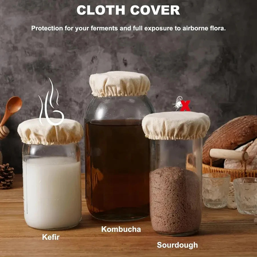 Elastic Cloth Jar Covers Reusable Cloth Covers for Sourdough Starter
