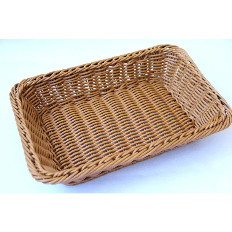 Hand-woven Imitation Rattan Wicker Basket Rectangular Storage Box
