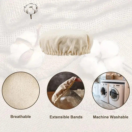 Elastic Cloth Jar Covers Reusable Cloth Covers for Sourdough Starter