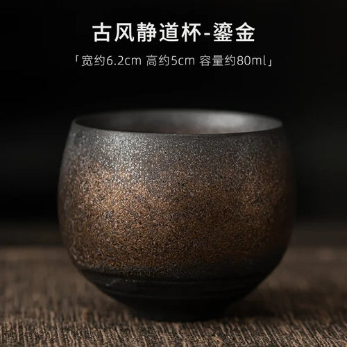 Japanese Handmade Rough Pottery Tea Cup Ceramic Kung Fu Tea Set Single