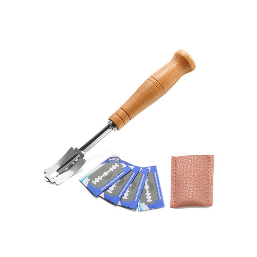 Wooden Handle Sourdough Bread Lame Slashing Tool with 5pcs Blades