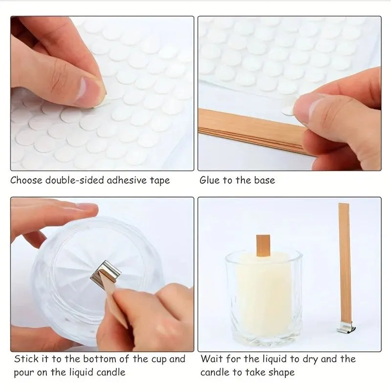 30pcs High Quality Wooden Candle Wick With Clip Base Craft Wicker