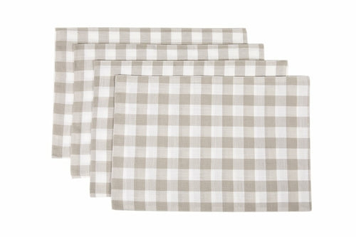XD12008 Gingham Check Placemats, 13"x19", Set of 4