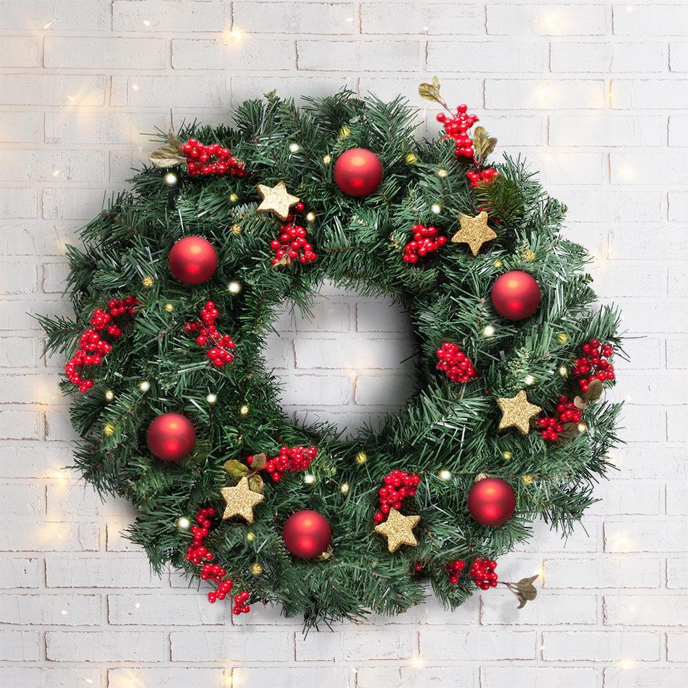 Jingle Jollys 60cm Christmas Wreath Garland Xmas Decorations Wedding