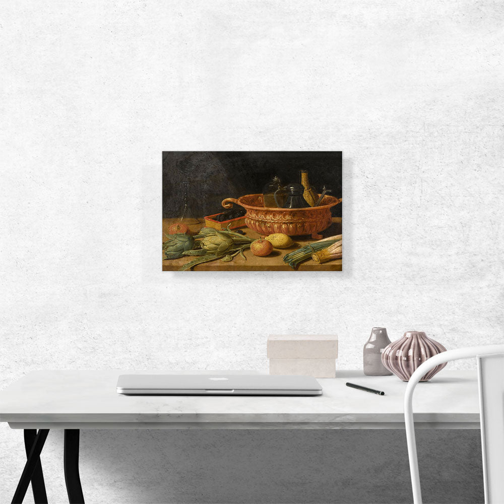 Still Life Of Fruit Vegetables A Copper Pot And Other Objects On a
