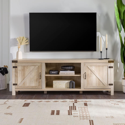 Georgetown Modern Farmhouse Double Barn Door TV Stand for Tvs up to 80