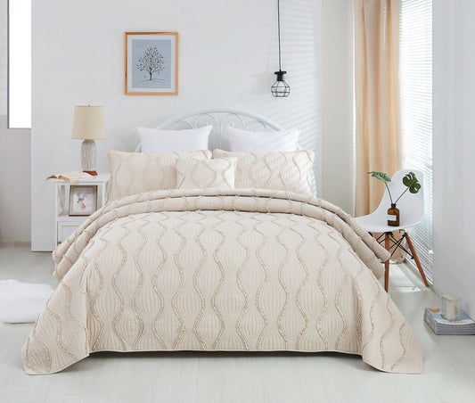 DaDa Bedding Soft Charming French Country Ruffles Quilted Cotton