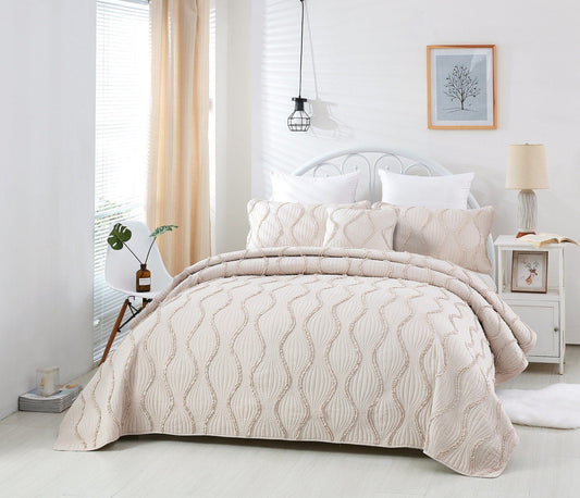 DaDa Bedding Soft Charming French Country Ruffles Quilted Cotton
