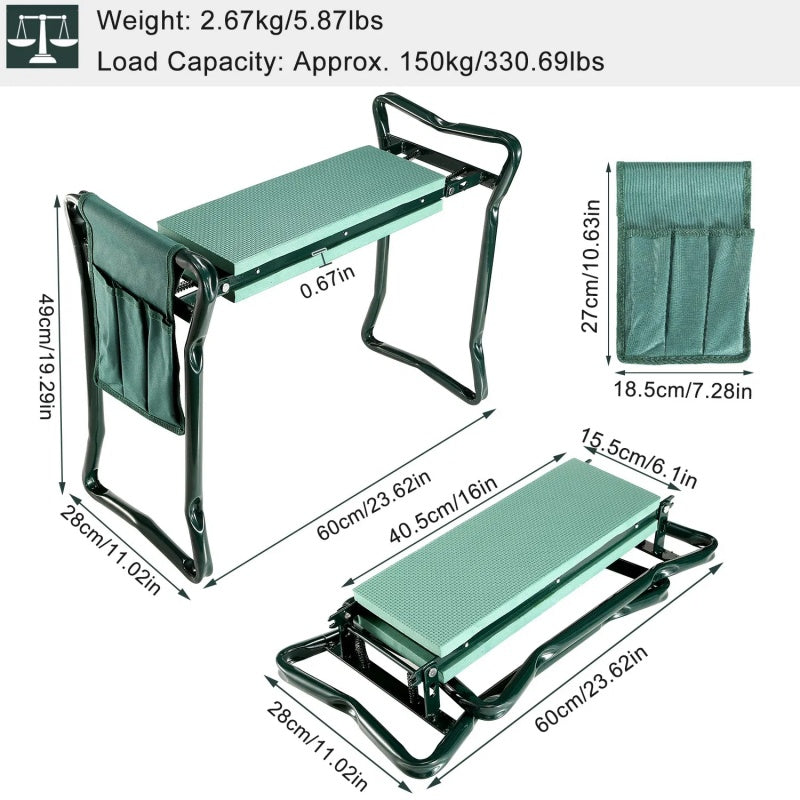 Foldable Garden Kneeler Seat With Kneeling Soft Cushion Pad Tools