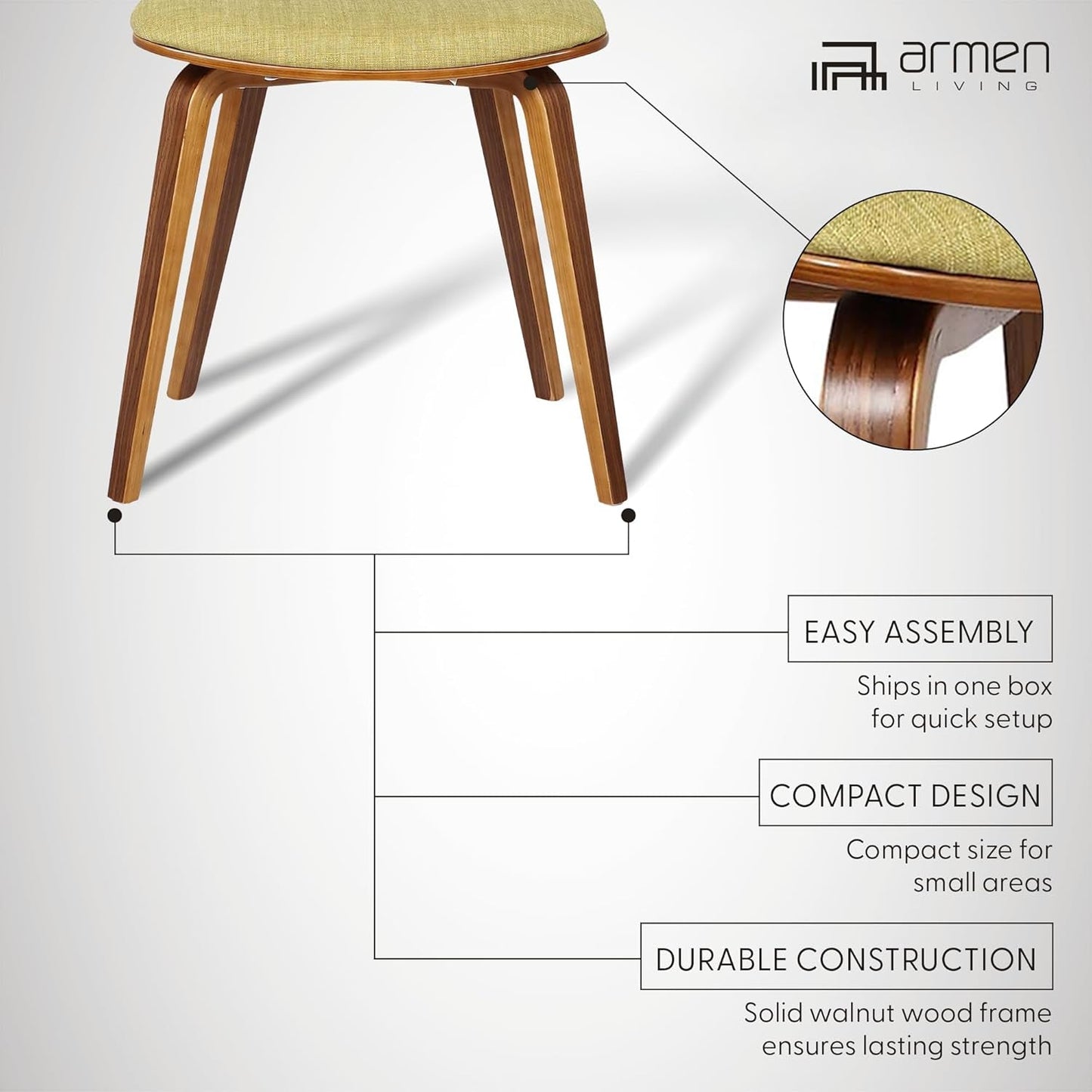 Jaguar Mid Century Modern Dining Accent Chair for Kitchen Table Desk