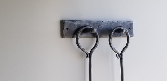 FORGED WALL HANGING fireplace tools, 3 piece