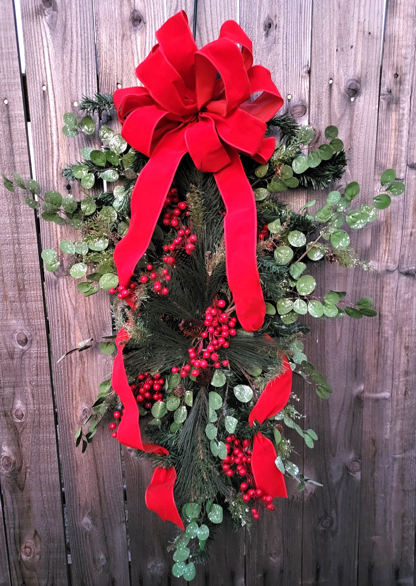 Large Faux Greenery/Eucalyptus/Pine/Pine Cone and Berry Swag