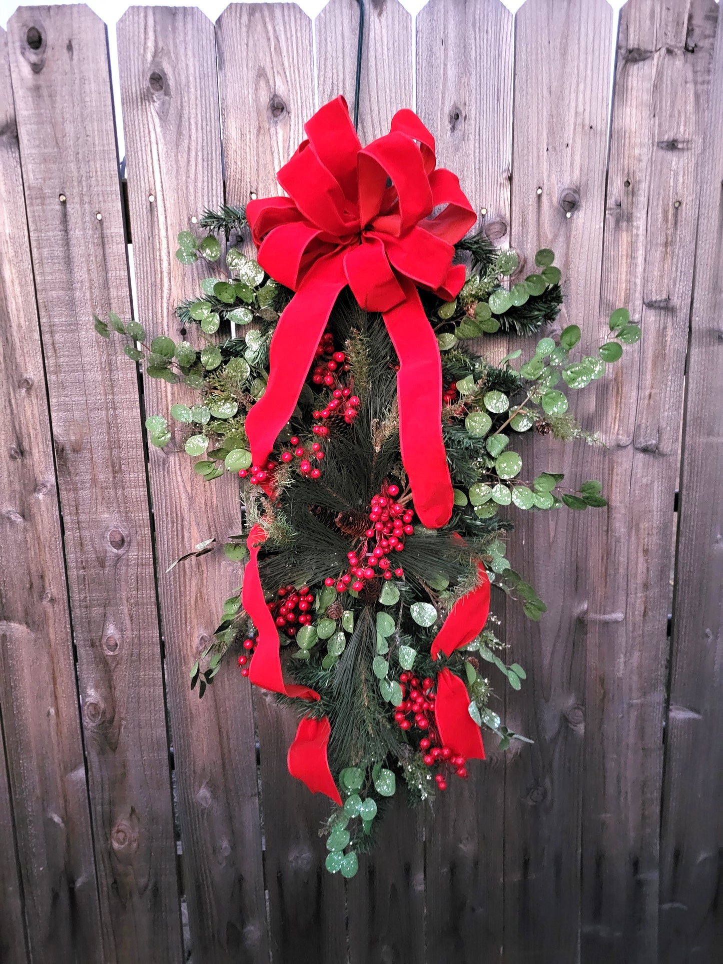 Large Faux Greenery/Eucalyptus/Pine/Pine Cone and Berry Swag