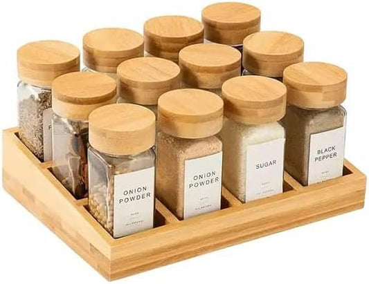 WOOD   Spices and Herbs Divided Storage Bin Container