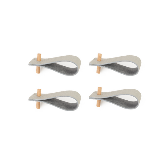 Leather napkin rings | set of 4 | gray-blue