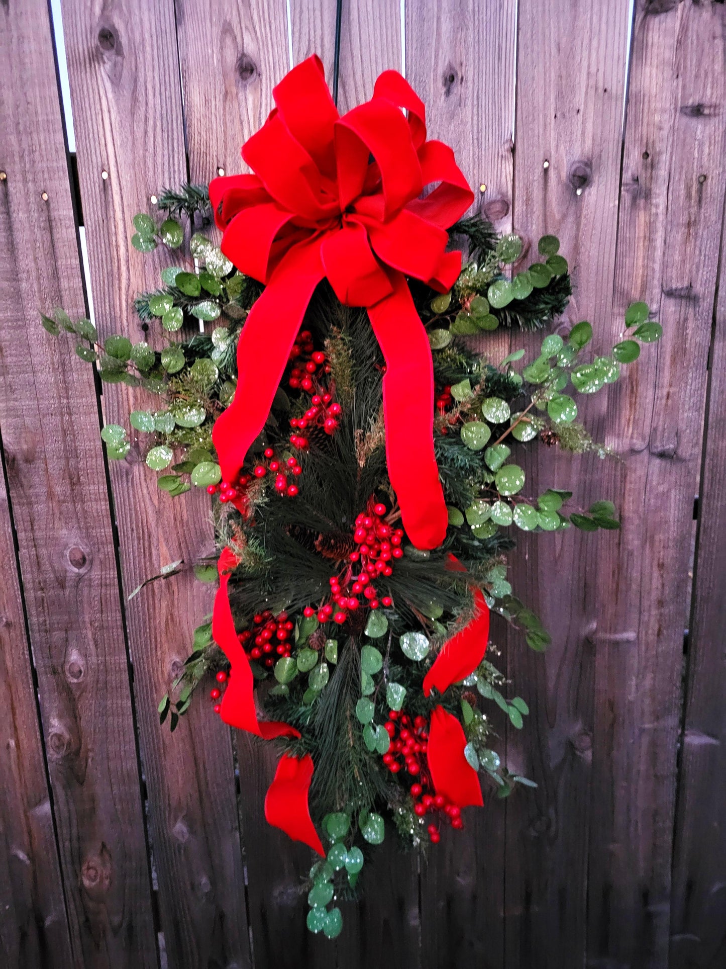 Large Faux Greenery/Eucalyptus/Pine/Pine Cone and Berry Swag